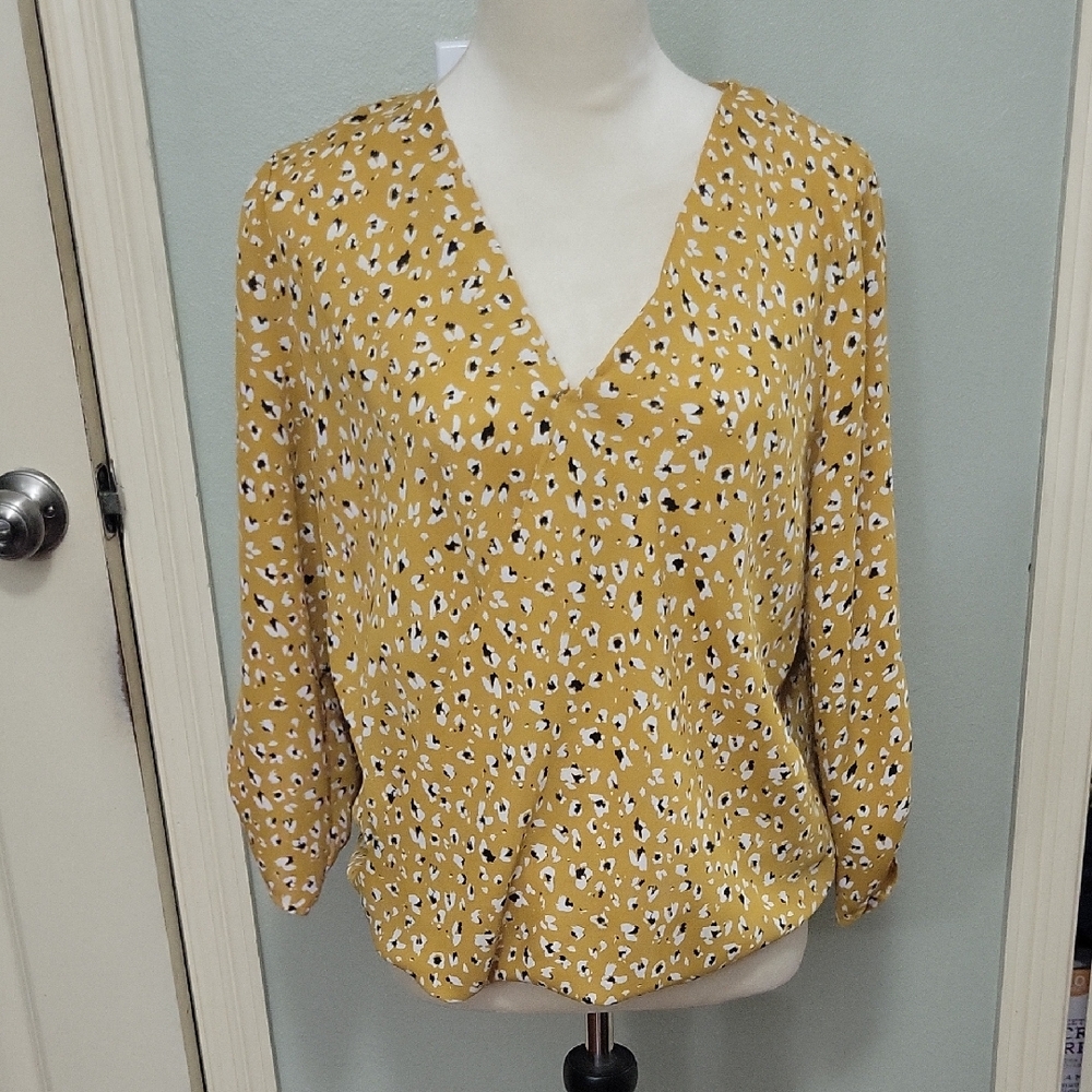 Women's Mustard Leopard Print Top